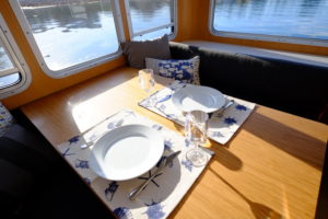 Table set onboard the Seasuite